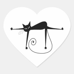 Black Whimsy Kat 8 Hart Sticker