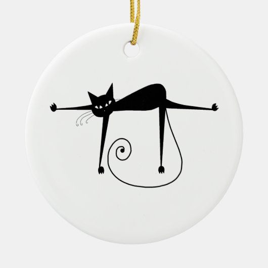 Black Whimsy Kat 8 Keramisch Ornament (Voorkant)