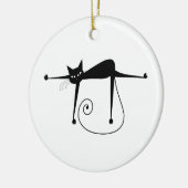 Black Whimsy Kat 8 Keramisch Ornament (Links)