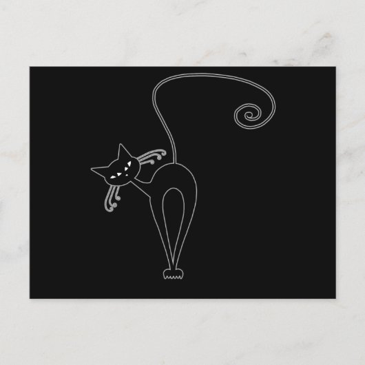 Black Whimsy Kitty 3 Briefkaart (Voorkant)