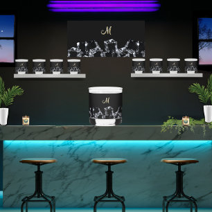 Black Whiskey Glass Monogram Sparkling Ice Cubes Whisky Glas