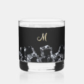 Black Whiskey Glass Monogram Sparkling Ice Cubes Whisky Glas (Voorkant)
