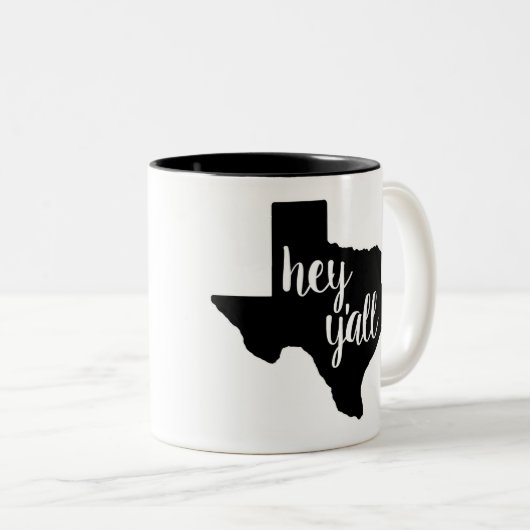 Black/White 11 oz Mok - Texas Hey Y'all (Voorkant rechts)