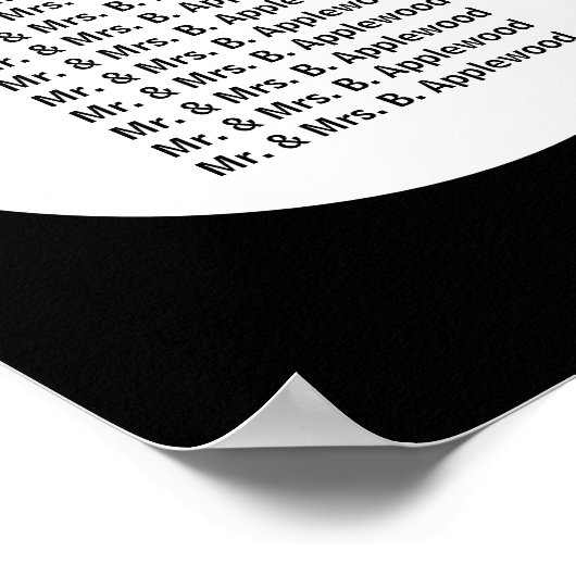 Black White 18 Tables tot 360 huwelijksgasten Poster (Hoek)