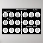 Black White 18 Tables tot 360 huwelijksgasten Poster (Voorkant)