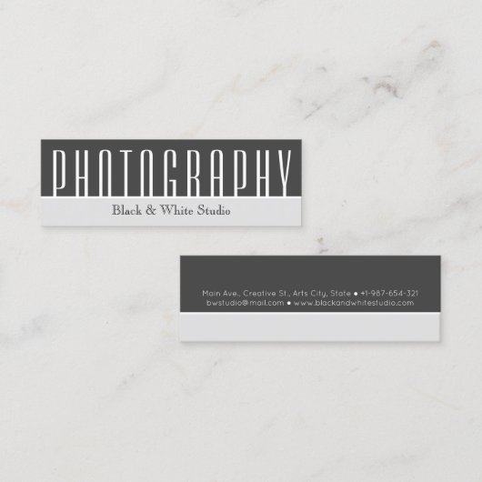 Black White 1 Mini Photography Visitekaartje (Voorkant / Achterkant)