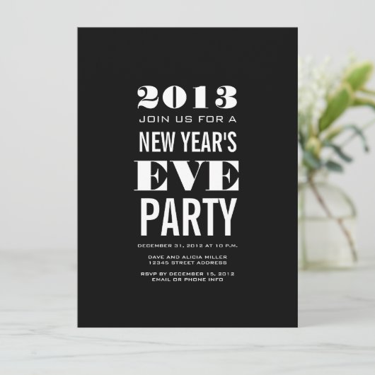 Black White 2013 Uitnodiging van nieuwjaarsfeest (Staand voorkant)