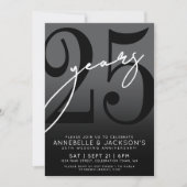 Black White 25ste Verjaardagsfeest Kaart (Voorkant)