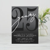 Black White 25ste Verjaardagsfeest Kaart (Staand voorkant)