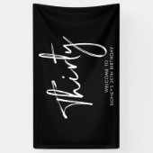 Black & White 30e verjaardagsfeest welkomstbanner Spandoek (Verticaal)