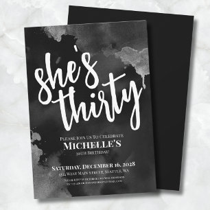 Black White 30th Birthday Kaart