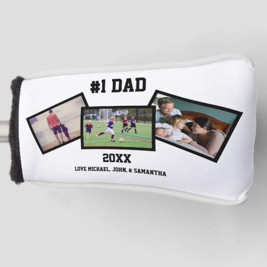 Black White 3 Photo Vaderdag Golfheadcover (Voorkant)