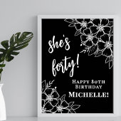 Black White 40ste verjaardag welkom Poster