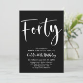 Black White 40th Birthday Mannen Modern Kaart (Staand voorkant)