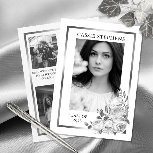 Black White 4 Foto Collage Gold Lijst Afstuderen Aankondiging