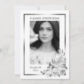 Black |White 4 Foto Collage Gold Lijst Afstuderen Aankondiging (Voorkant)