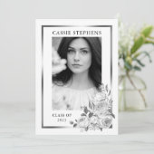 Black |White 4 Foto Collage Gold Lijst Afstuderen Aankondiging (Staand voorkant)