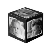 Black white 5 family pictures photo kubus (Voorkant hoekig)
