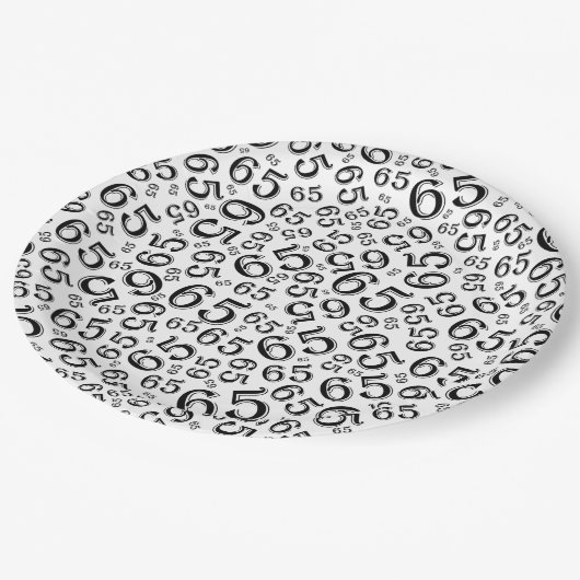 Black/White 65th Random Number Pattern Papieren Bordje (Gekanteld)