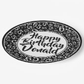 Black/White 65th Random Number Pattern Papieren Bordje (Gekanteld)