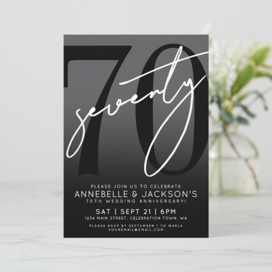 Black White 70ste Jubileum Kaart (Staand voorkant)