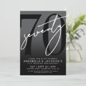 Black White 70ste Verjaardagsfeest Kaart (Staand voorkant)