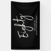 Black & White 80ste Verjaardag Feest Welkom Banner (Verticaal)