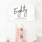 Black & White 80ste Verjaardag Feest Welkom Banner (Insitu)