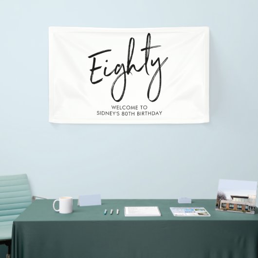 Black & White 80ste Verjaardag Feest Welkom Banner (Beurs)