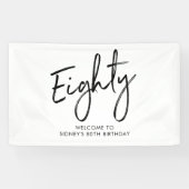 Black & White 80ste Verjaardag Feest Welkom Banner (Horizontaal)