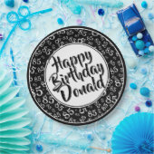 Black/White 85th Random Number Pattern Papieren Bordje (Feest)