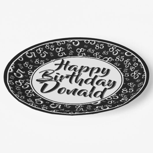 Black/White 85th Random Number Pattern Papieren Bordje (Gekanteld)