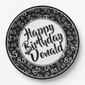 Black/White 85th Random Number Pattern Papieren Bordje (Voorkant)