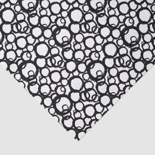 Black White Abstract Circles Collage Tissue Paper Tissuepapier (Detail)