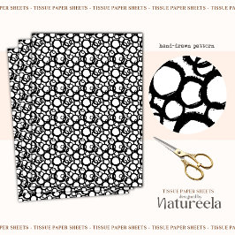 Black White Abstract Circles Collage Tissue Paper Tissuepapier