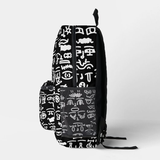 Black & White Abstract Doodle Backpack – Modern Mi Bedrukte Rugzak (Rechts)