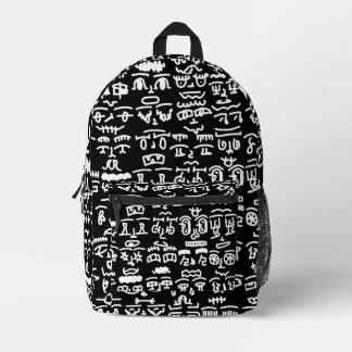 Black & White Abstract Doodle Backpack – Modern Mi Bedrukte Rugzak