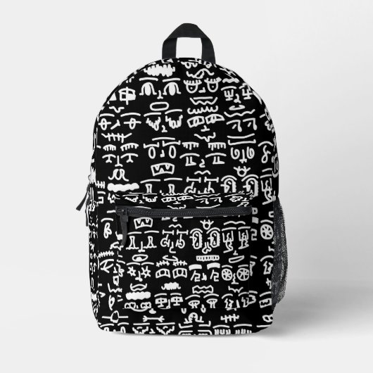 Black & White Abstract Doodle Backpack – Modern Mi Bedrukte Rugzak (Voorkant)
