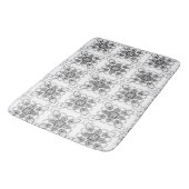 Black White Abstract Geometric Floral Pattern Badmat (Gekanteld)