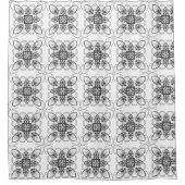 Black White Abstract Geometric Floral Pattern Douchegordijn (Voorkant)