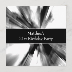 Black White Abstract Mans 21st Birthday Kaart