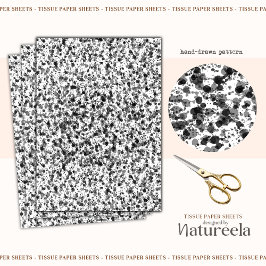 Black White Abstract Splashes Collage Tissue Paper Tissuepapier