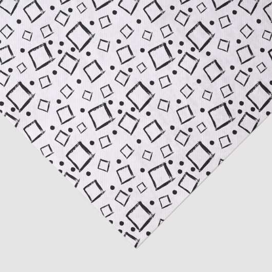 Black White Abstract Squares Collage Tissue Paper Tissuepapier (Detail)