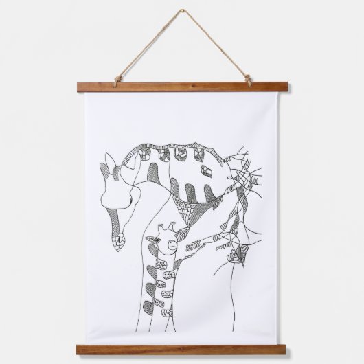 Black & white abstract stick  tapestries hangend wandkleed (Voorkant)