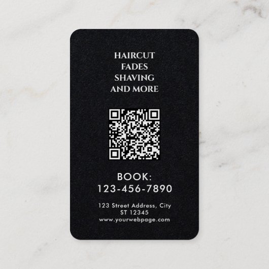 Black white Ace of spades barber shop Visitekaartje (Achterkant)