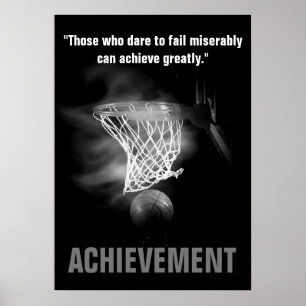 Black White Achievement Basketball Motivatie Poster