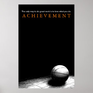 Black White Achievement Motivatie Basketball Poster