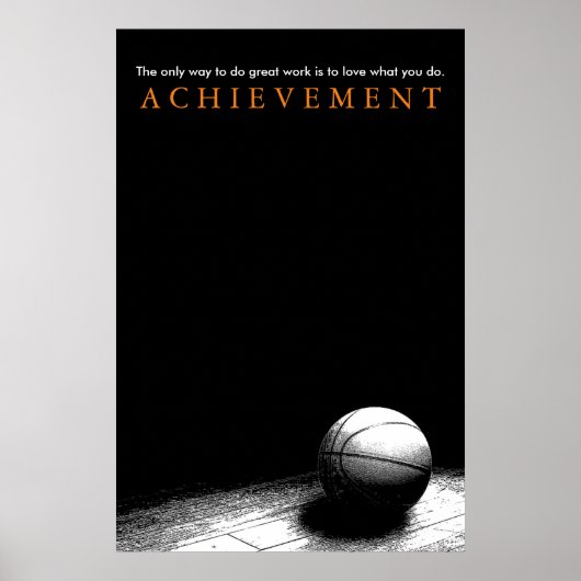 Black White Achievement Motivatie Basketball Poster (Voorkant)
