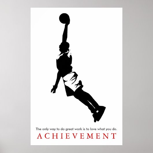 Black White Achievement Motivatie Basketball Poster (Voorkant)