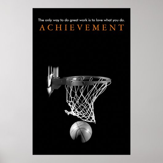Black White Achievement Motivatie Basketball Poster (Voorkant)